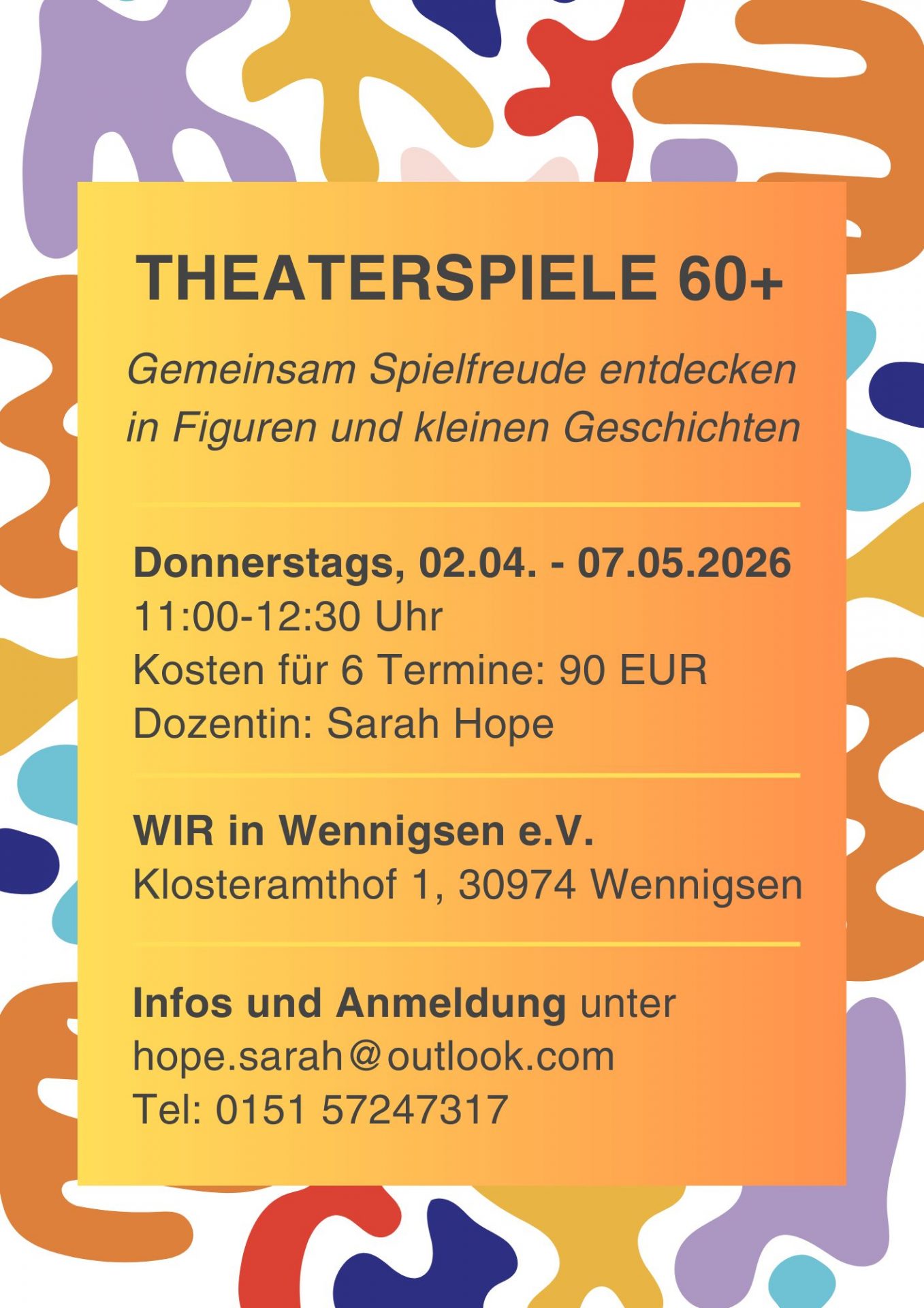 Theaterspiele 60+ – Gemeinsam Spielfreude entdecken in Figuren und kleinen Geschichten